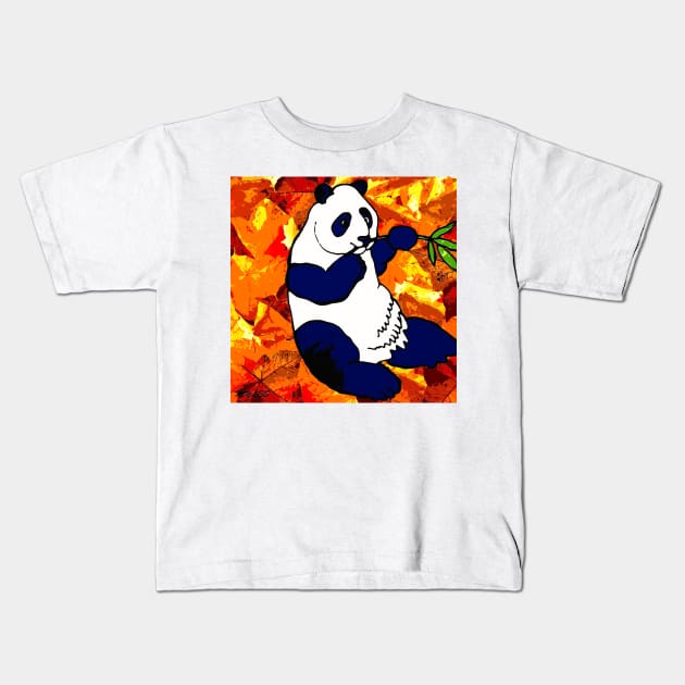 Autumn Panda Kids T-Shirt by Overthetopsm